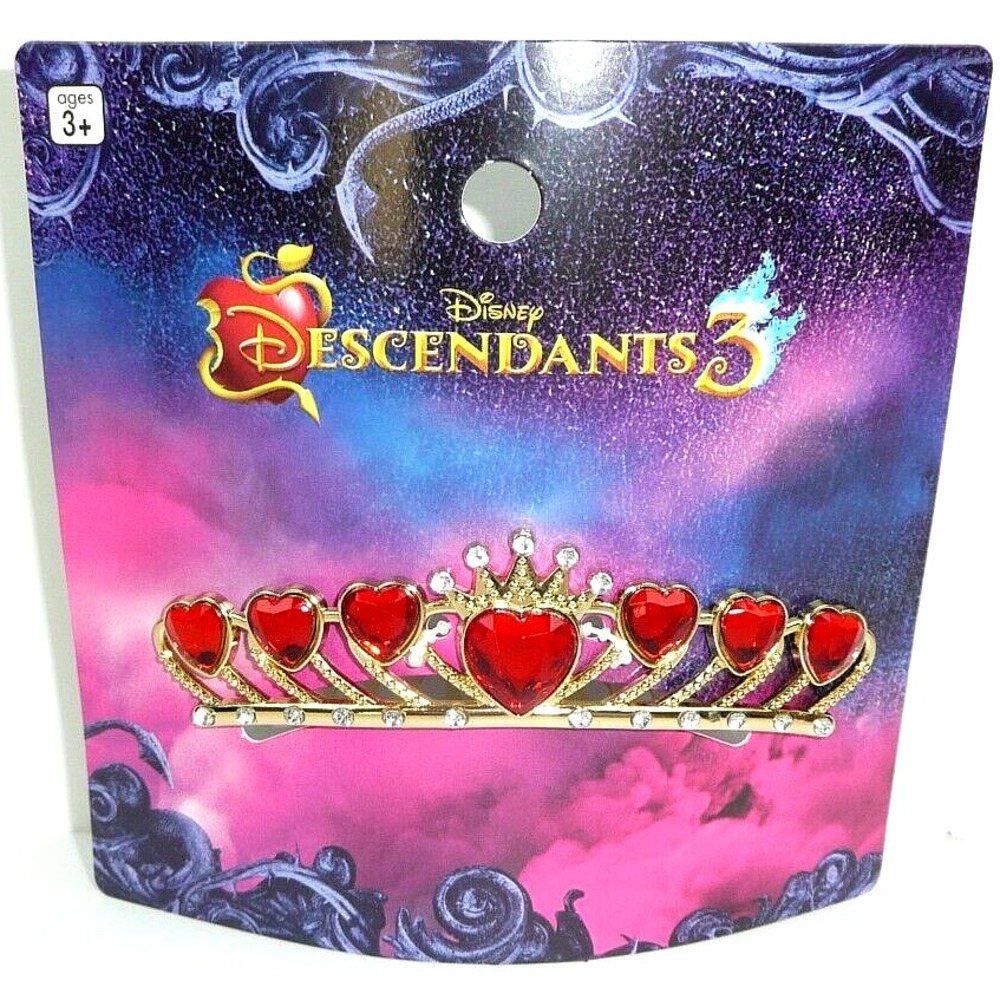 Disney Descendants 3 Evie Cosplay Crown Ruby Red Heart Princess Tiara Costume